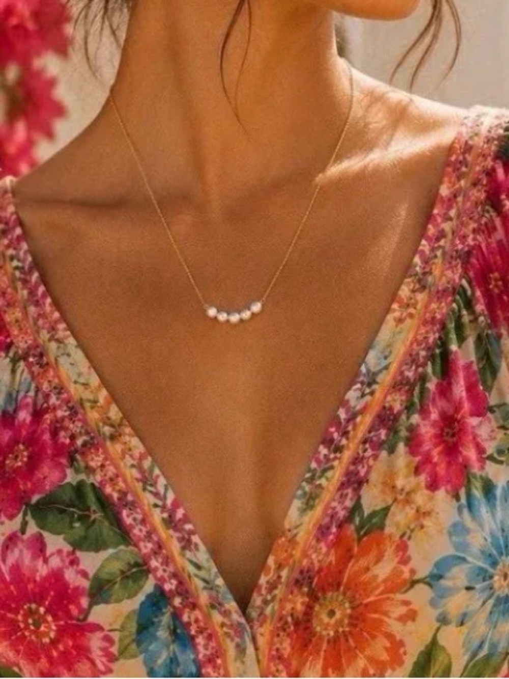 Delicate Pearl Bar Necklace in White - Women Jewelry